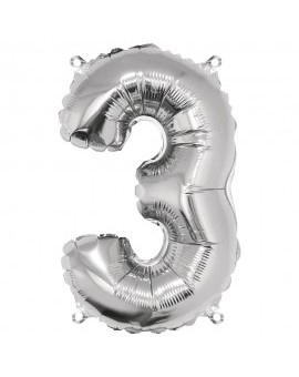 Фольгированый шар "Цифра 3" (серебро)