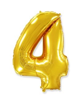 Фольгированый шар "Цифра 4" (золото)