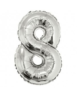 Фольгированый шар "Цифра 8" (серебро)