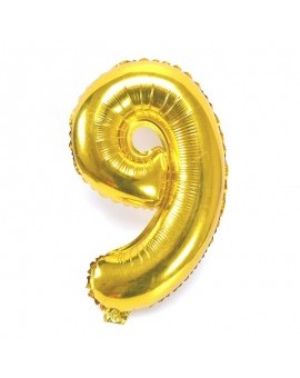 Фольгированый шар "Цифра 9" (золото)